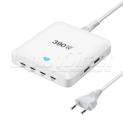 Stație de încărcare GaN 390W — vedere frontală cu cele 6 porturi