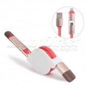 CABLU DE DATE RETRACTABIL 2 IN 1 USB/MICRO USB/LIGHTING 8 PINI