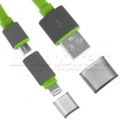 CABLU DE DATE 2 IN 1 PENTRU ANDROID SI IPHONE VERDE