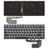 Tastatura Laptop HP EliteBook 840 G3 cu rama argintie fara pointstick iluminata